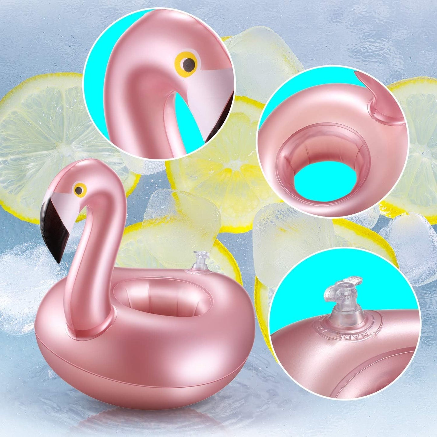 12 Pcs Inlatable Drink Holder lamingo Drink loats Reusable Inlatable Cute Animal Cup Coasters Pool Cup Holders or Summer Swimming Party