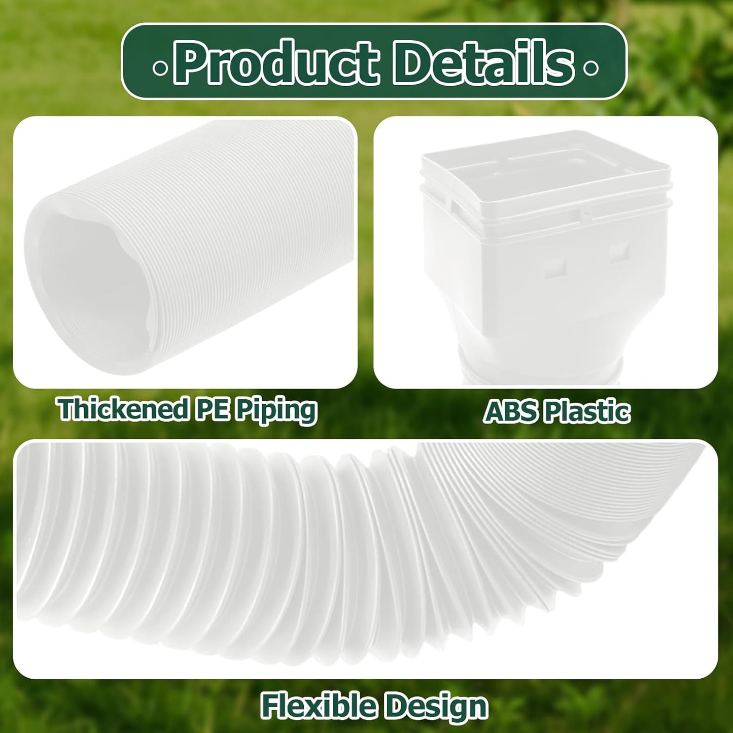 Biaungdo 1 Pack Gutter Downspout Extensions 5 Ft, 3 Inch Rain Gutter Downspout Extender Flexible Drainage Pipe for 2 x 3 Inch Residential Downspouts and 3 x 4 Inch Residential Downspouts, White