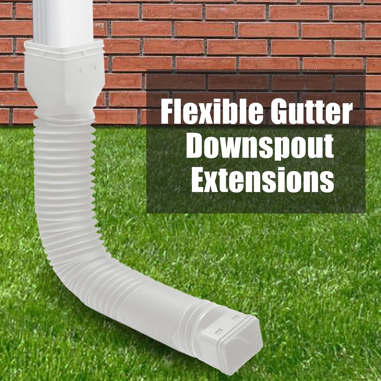 Biaungdo 1 Pack Gutter Downspout Extensions 5 Ft, 3 Inch Rain Gutter Downspout Extender Flexible Drainage Pipe for 2 x 3 Inch Residential Downspouts and 3 x 4 Inch Residential Downspouts, White