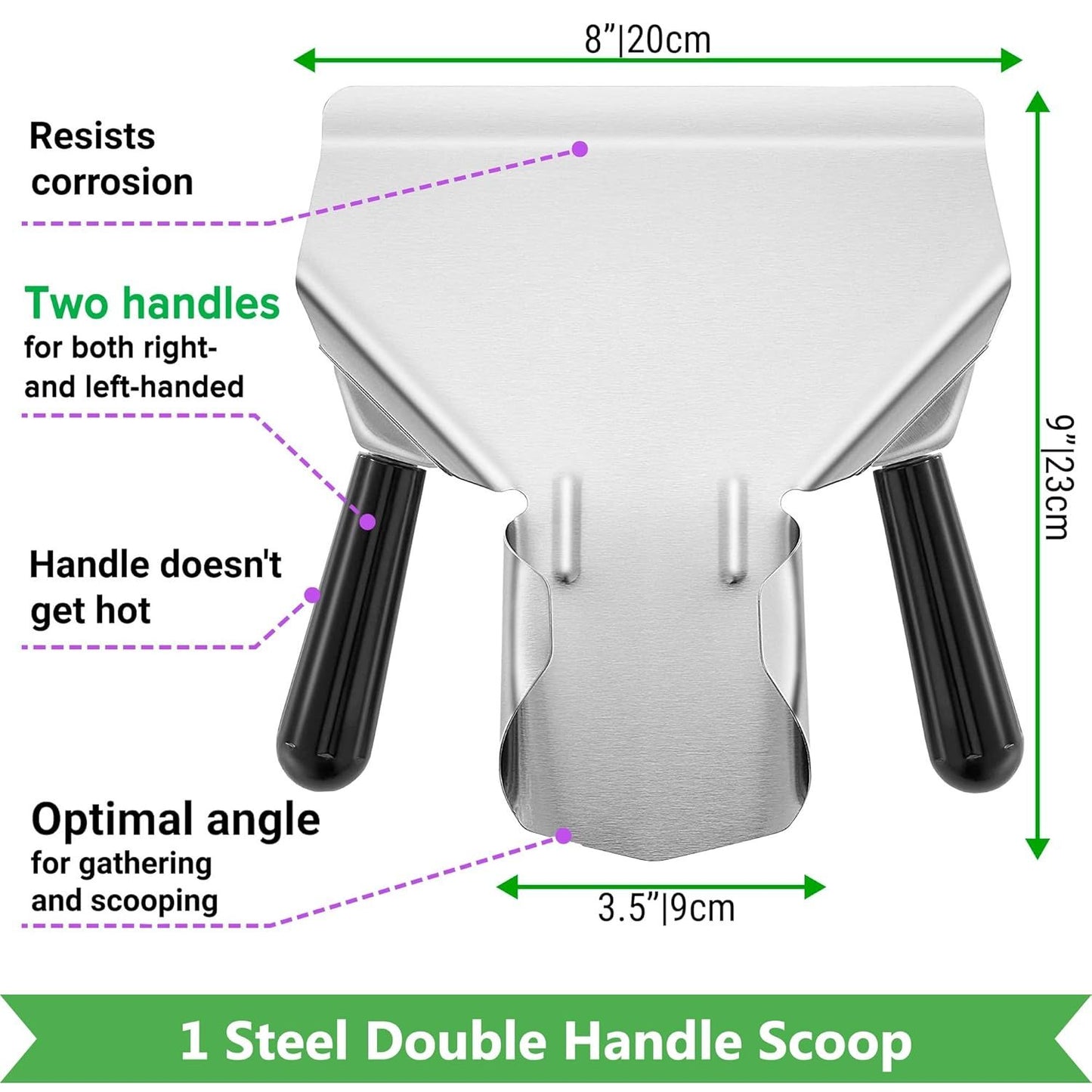 Double Handle Concession Popcorn Scoop + 12 oz Aluminium Popcorn Scoop + [2-pcs] 10 oz Dredge Shakers Bundle