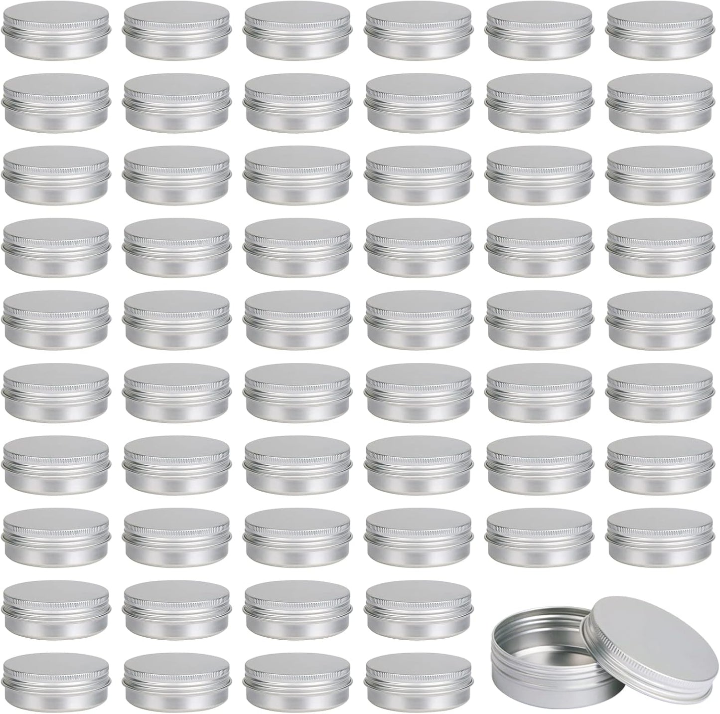 Moretoes 60 Pack Tins, 2Oz Metal Round Tins, Aluminum Tin Cans Containers with Screw Lid for Lotion Bars, Balms, Salve, Spices or Beard Balm