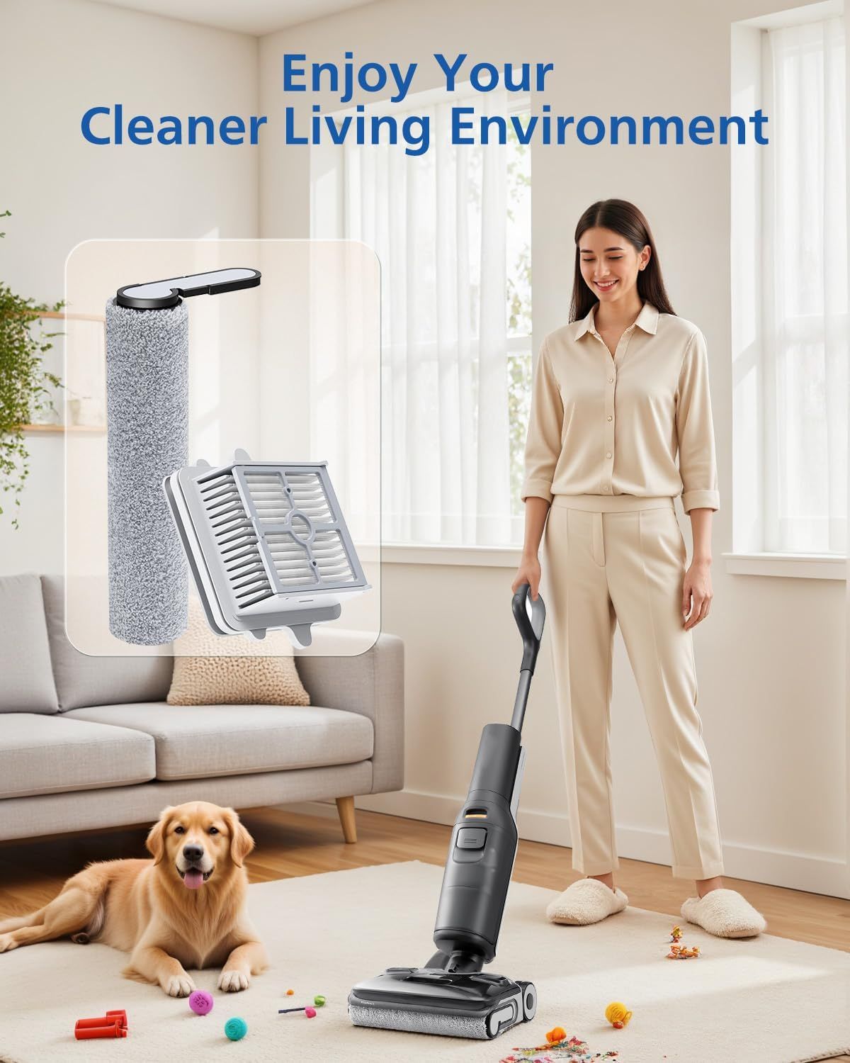 25 Brush Roll and HEPA ilter Replacement Kit Accessories Compatible with  25/25 ACE/25 ALT/25 LT/25 RT/25 ACE/25 GT/25 Ultra Cordless Wet Dry Vacuum Cleaner