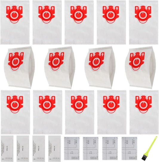 14 Packs 3D Airclean Bags Replacement or Miele JM Vacuum Cleaner Bags,Compact C1, Compact C2, Complete C1, S241, S290, S300i, S500, S700, S4, S6 Series, Replaces Part 10123220