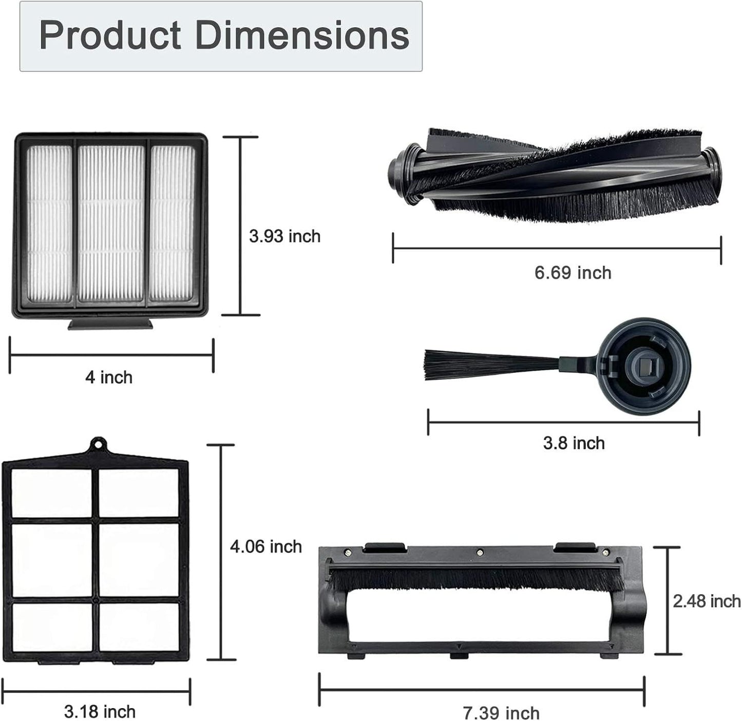 20 Pack Replacement Parts or Shark ION AV751 R85 RV850 S86 S87 S88 R71 R72 R75 RV761 RV771 RV871 AV752 AV753 Robot, 2Main Brush&5ilters&10Side Brushes&2Pre-ilter&1Brush Protect Guard