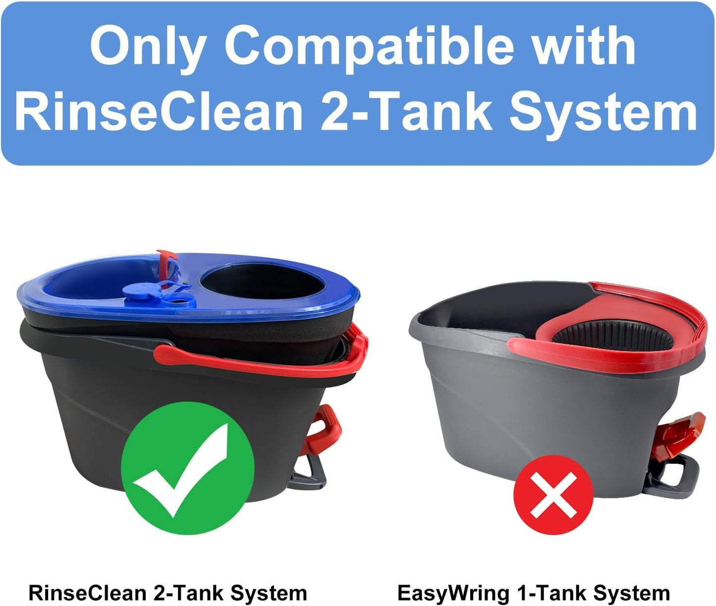 Mop Replace Head, 6 Pack Mop Heads Replacements or Oceda RinseClean 2-Tank System, Spin Mop Replacement Head, Microiber Mop Reills, Machine Washable and Deep Cleaning (NOT or 1-Tank System)