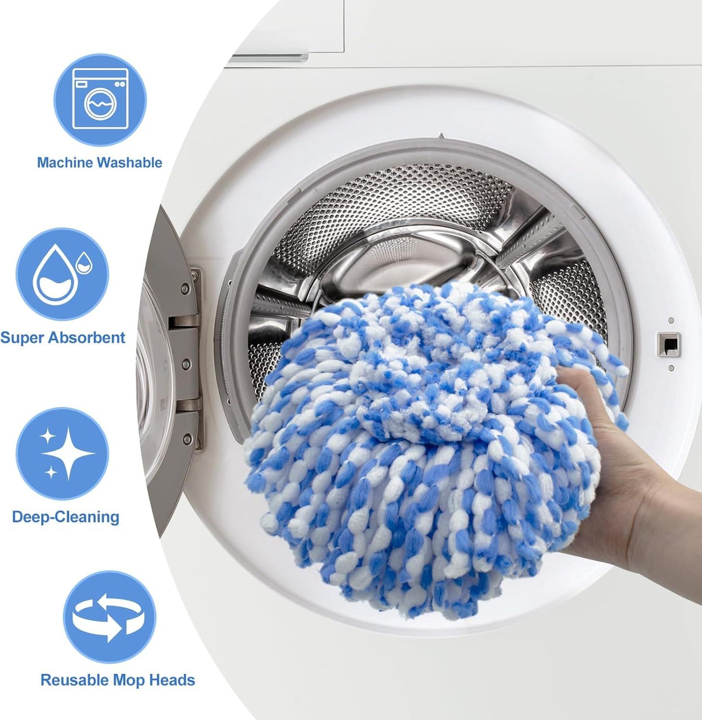 Mop Replace Head, 6 Pack Mop Heads Replacements or Oceda RinseClean 2-Tank System, Spin Mop Replacement Head, Microiber Mop Reills, Machine Washable and Deep Cleaning (NOT or 1-Tank System)