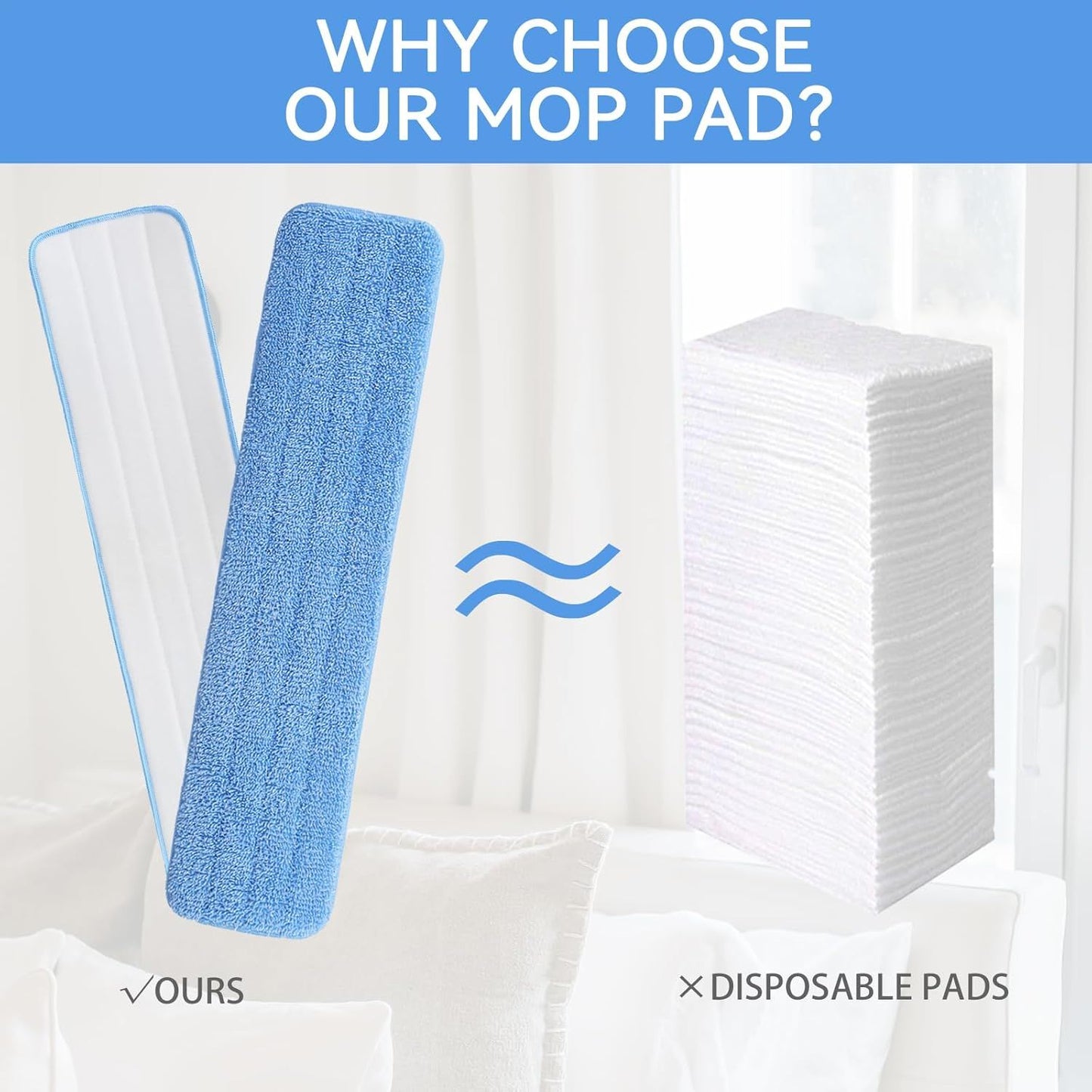 Replacement Microiber Pad or Rubbermaid Commercial 24 Inch Mop Head - 8 Pack Wet & Dry Commercial Cleaning Reills Reusable Mop Reills it or Any Microiber lat Mop System 24"
