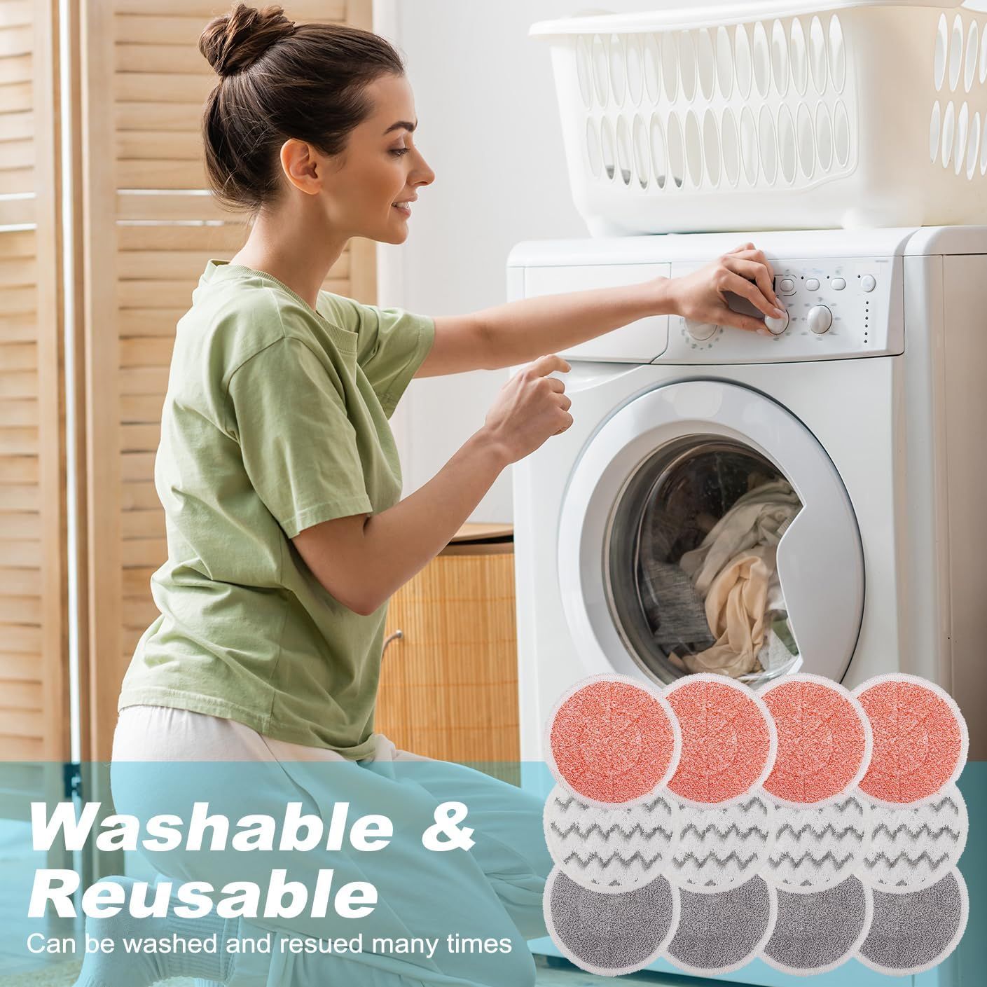3897A Replacement Steam Mop Pads: 12 Packs Spin Mop Reills Compatible with Bissell Spinwave 3897A 3712C 3712W SmartSteam Scrubbing Steam Mop - Hard loor Steam Mop Washable Pads (Heavy & Sot)