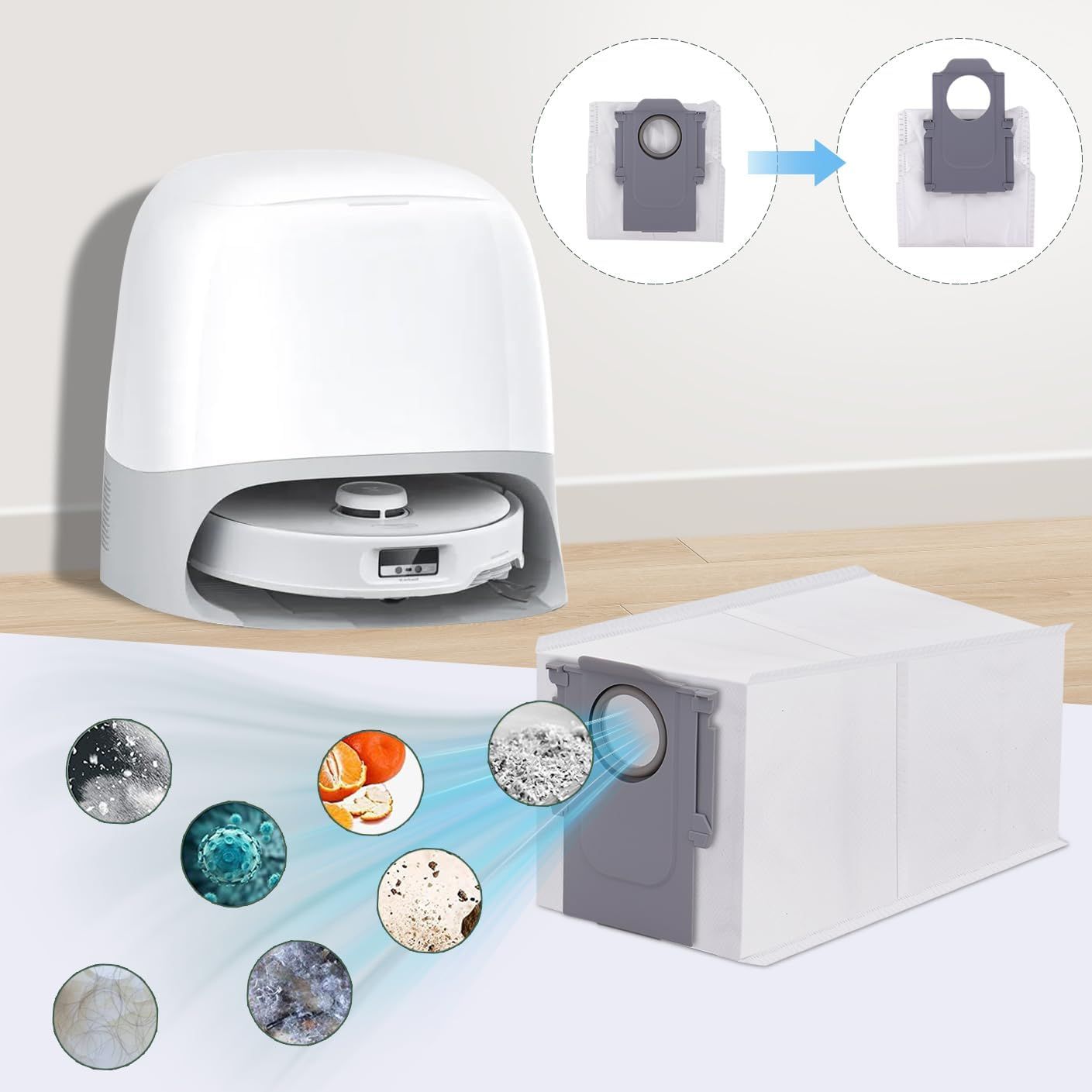 Replacement Parts Accessories Kit or  Qrevo S5V/Qrevo Curv/Qrevo Curv S5X/Qrevo Edge S5A Series Robot Vacuum Cleaner - 1 Main Brush, 3 HEPA ilters, 3 Dust Bags, 4 Mop Pads, 4 Side Brushes
