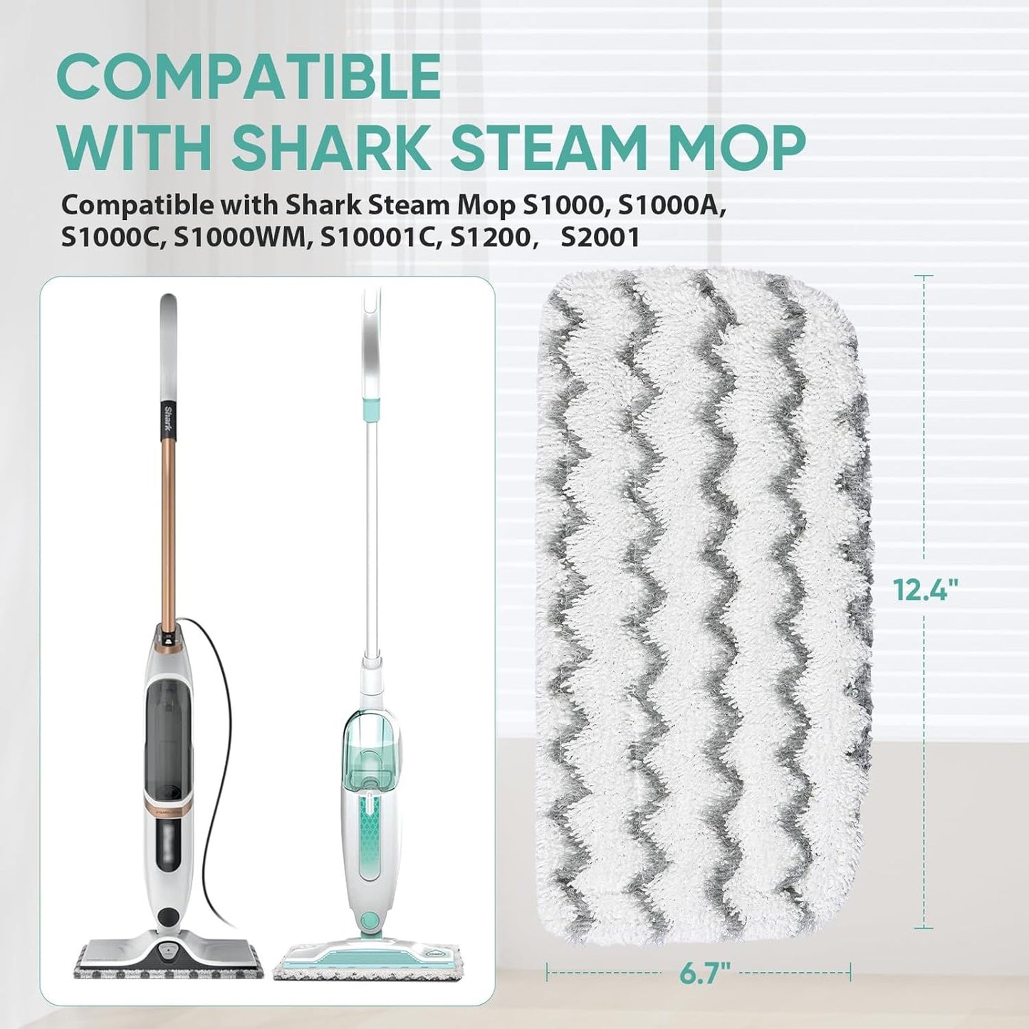 6 Pack S1000 S2001 Steam Mop Replacement Pads or Shark S1000 S1000A S1000C S1000WM S10001C S1200 & S2001 SteamSpot Steam Mop