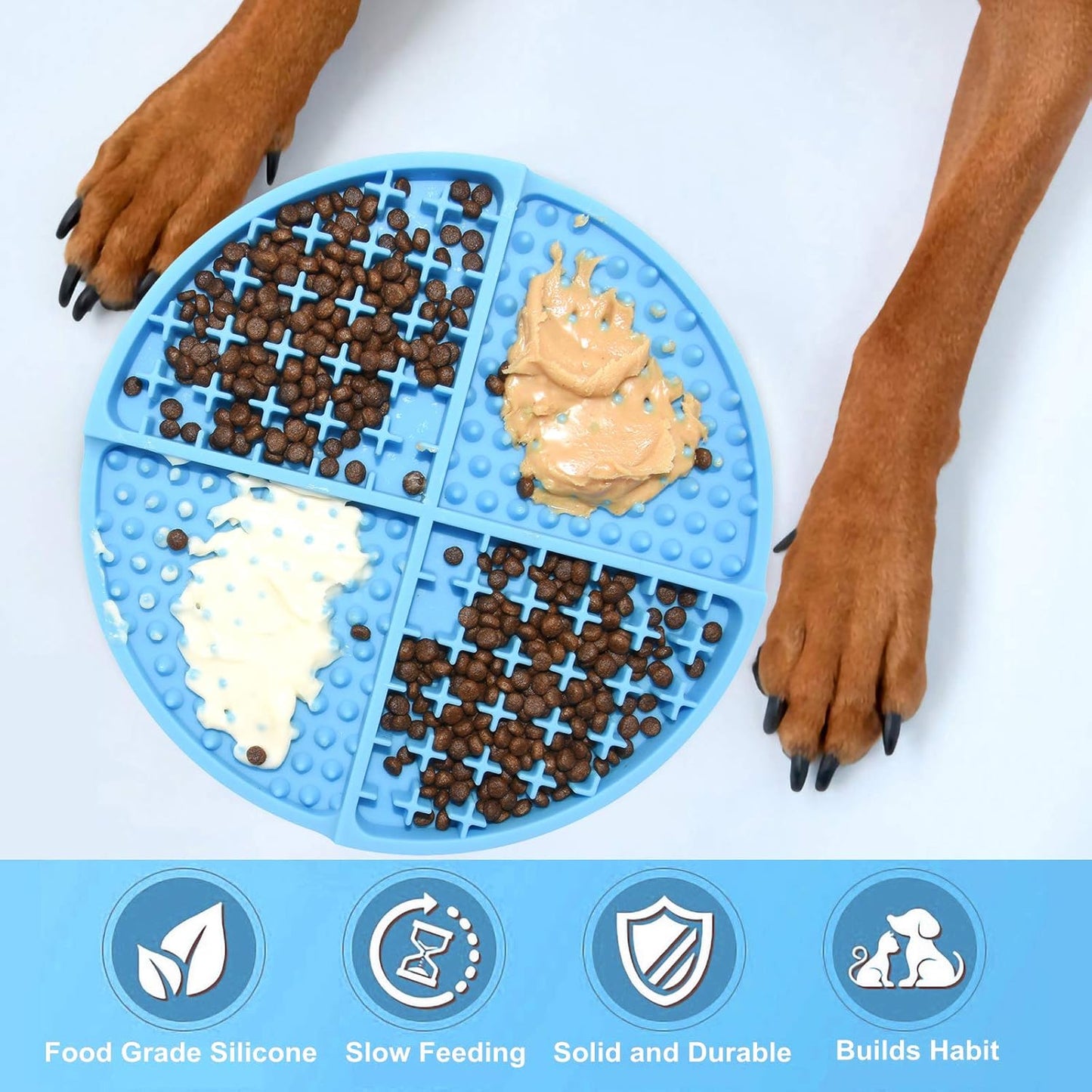 Bangp Silicone Dog & Cat Lick Mat and Slow Feeder,Extends Mealtime for Fast Eaters and Reduces Anxiety,Heavy-Duty Design,Dishwasher Safe,Perfect for Yogurt,Treats,Peanut Butter