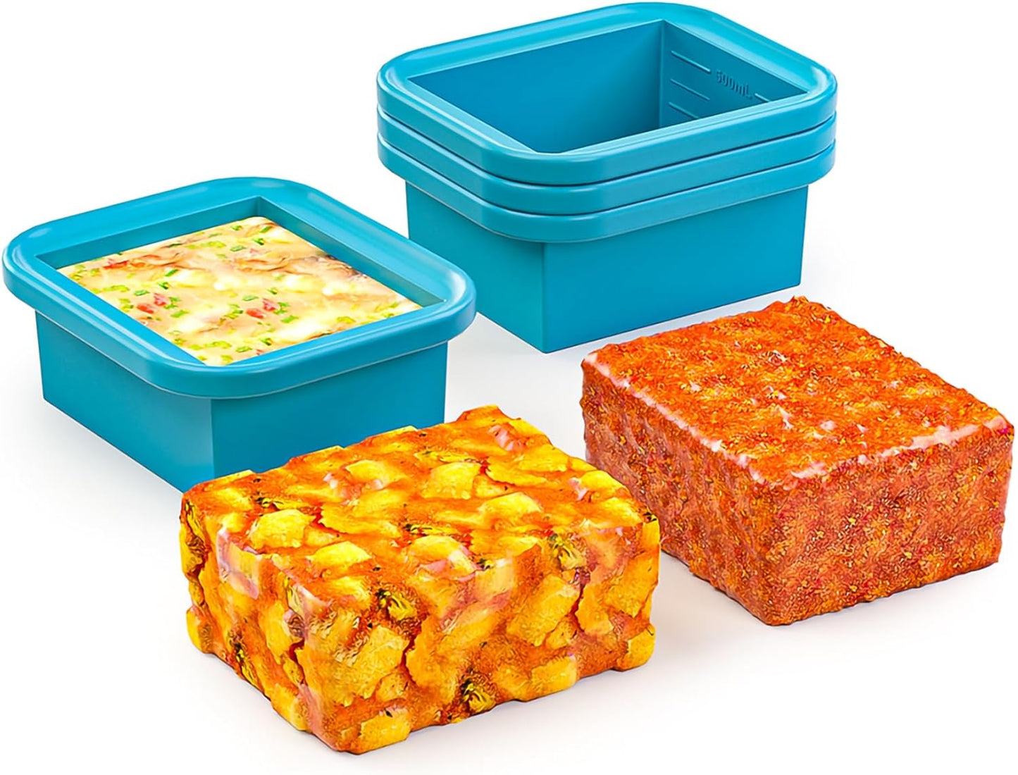 Bangp 2 Cup Silicone Freezer Trays with Lid,2 Pack,Thermally Insulated Containers for Food,Reusable,Soup Freezer Molds,Freeze and Store Soup, Broth, Sauce, Leftovers