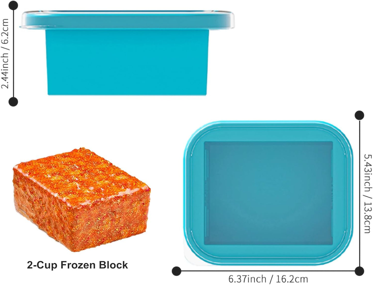 Bangp 2 Cup Silicone Freezer Trays with Lid,2 Pack,Thermally Insulated Containers for Food,Reusable,Soup Freezer Molds,Freeze and Store Soup, Broth, Sauce, Leftovers