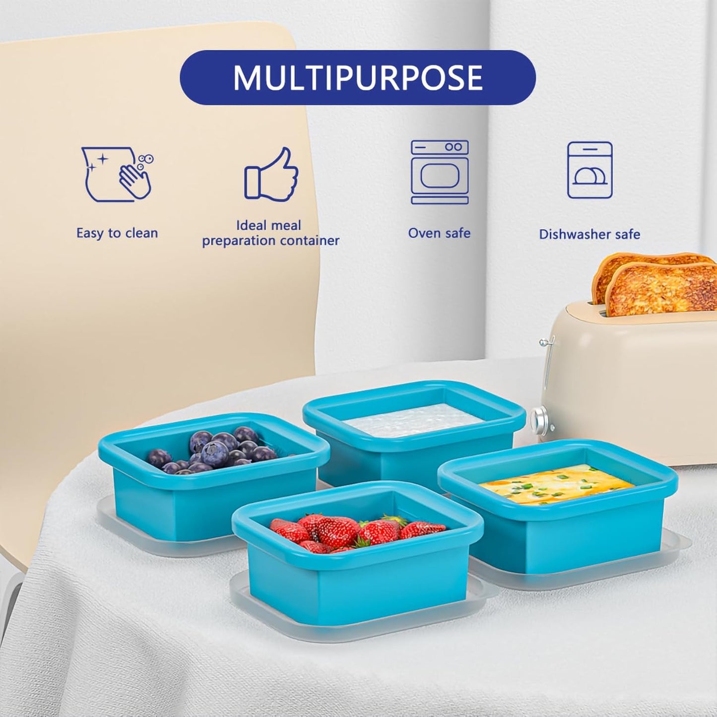 Bangp 2 Cup Silicone Freezer Trays with Lid,2 Pack,Thermally Insulated Containers for Food,Reusable,Soup Freezer Molds,Freeze and Store Soup, Broth, Sauce, Leftovers