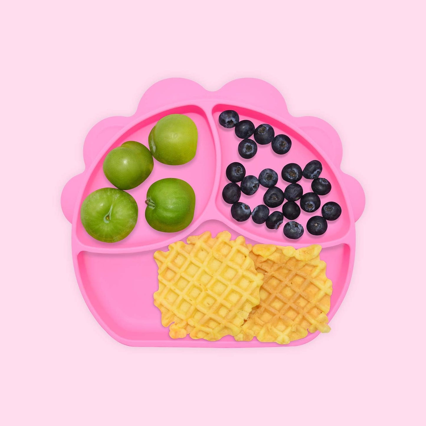 Divided Plate Silicone Dinner Plate,Portable Non Slip Suction Plates Feeding Plate,Unique Ice Cream Maker,Set of 3 (Blue,Pink,Green)