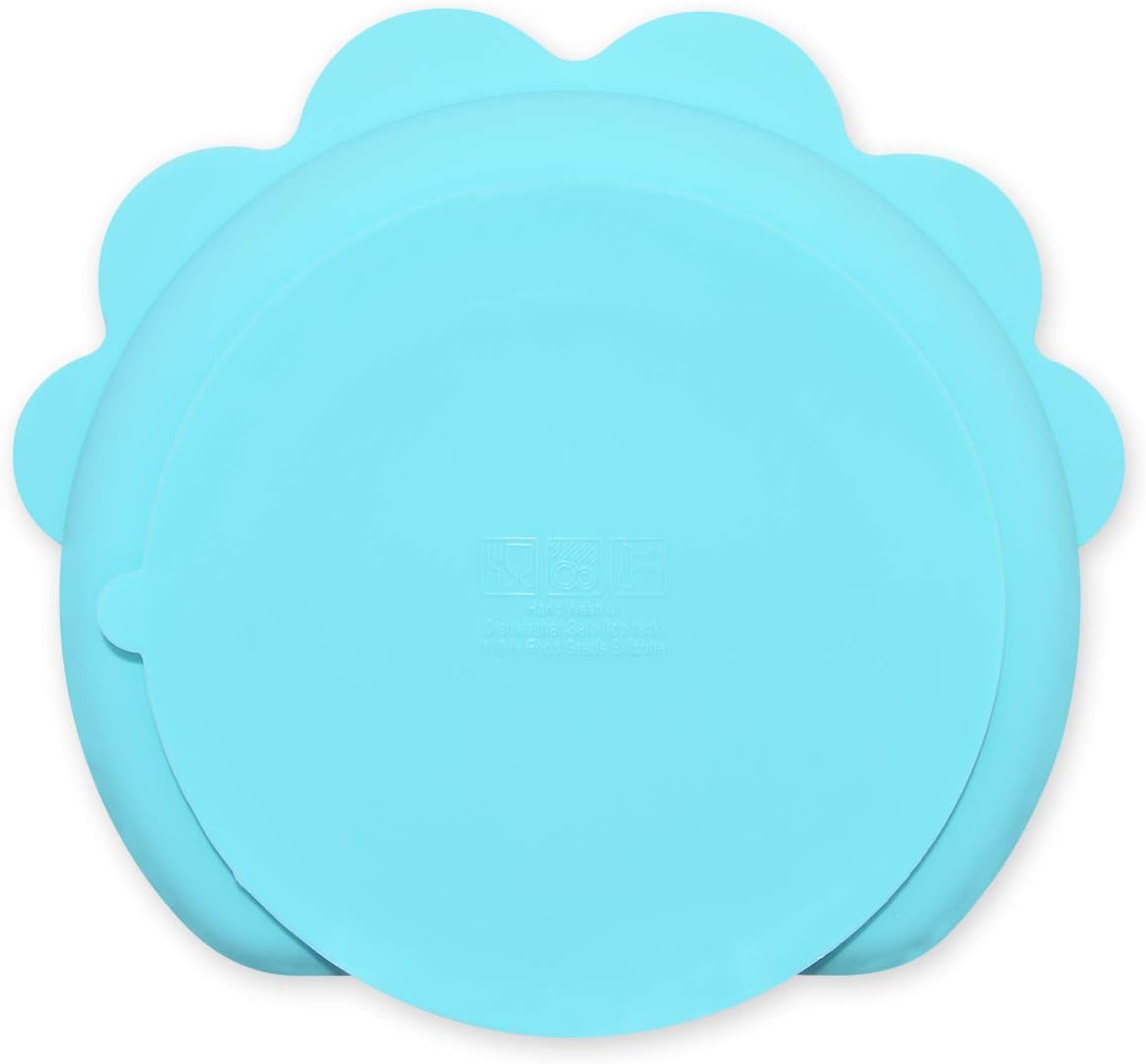 Divided Plate Silicone Dinner Plate,Portable Non Slip Suction Plates Feeding Plate,Unique Ice Cream Maker,Set of 3 (Blue,Pink,Green)
