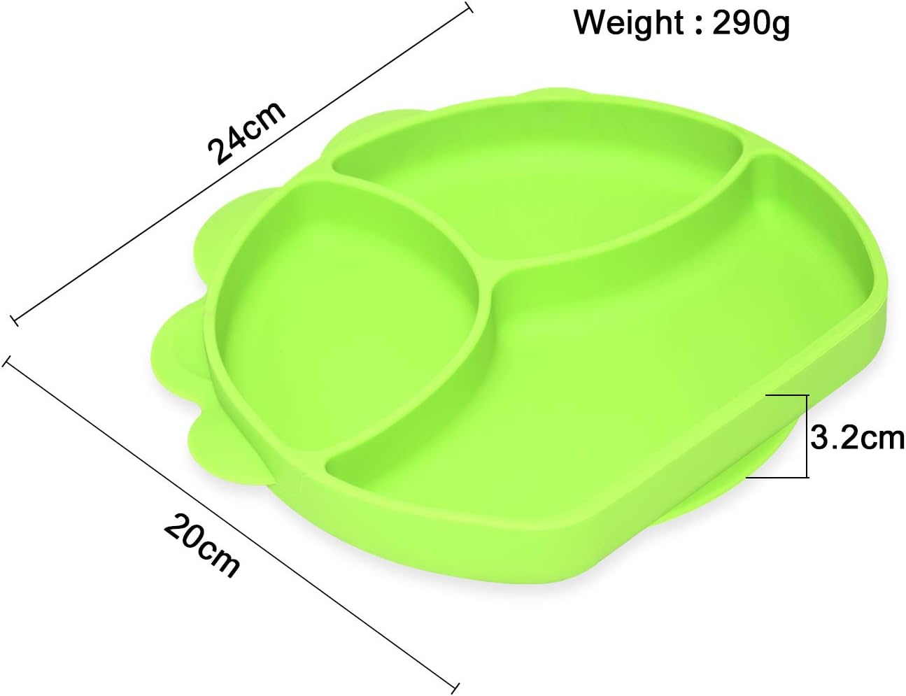Divided Plate Silicone Dinner Plate,Portable Non Slip Suction Plates Feeding Plate,Unique Ice Cream Maker,Set of 3 (Blue,Pink,Green)