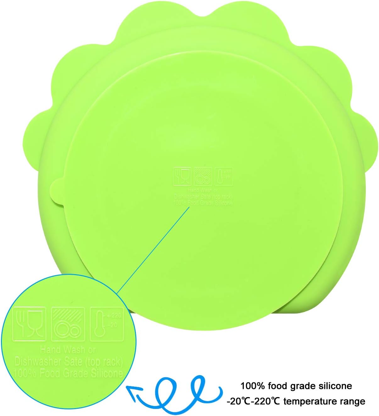 Divided Plate Silicone Dinner Plate,Portable Non Slip Suction Plates Feeding Plate,Unique Ice Cream Maker,Set of 3 (Blue,Pink,Green)