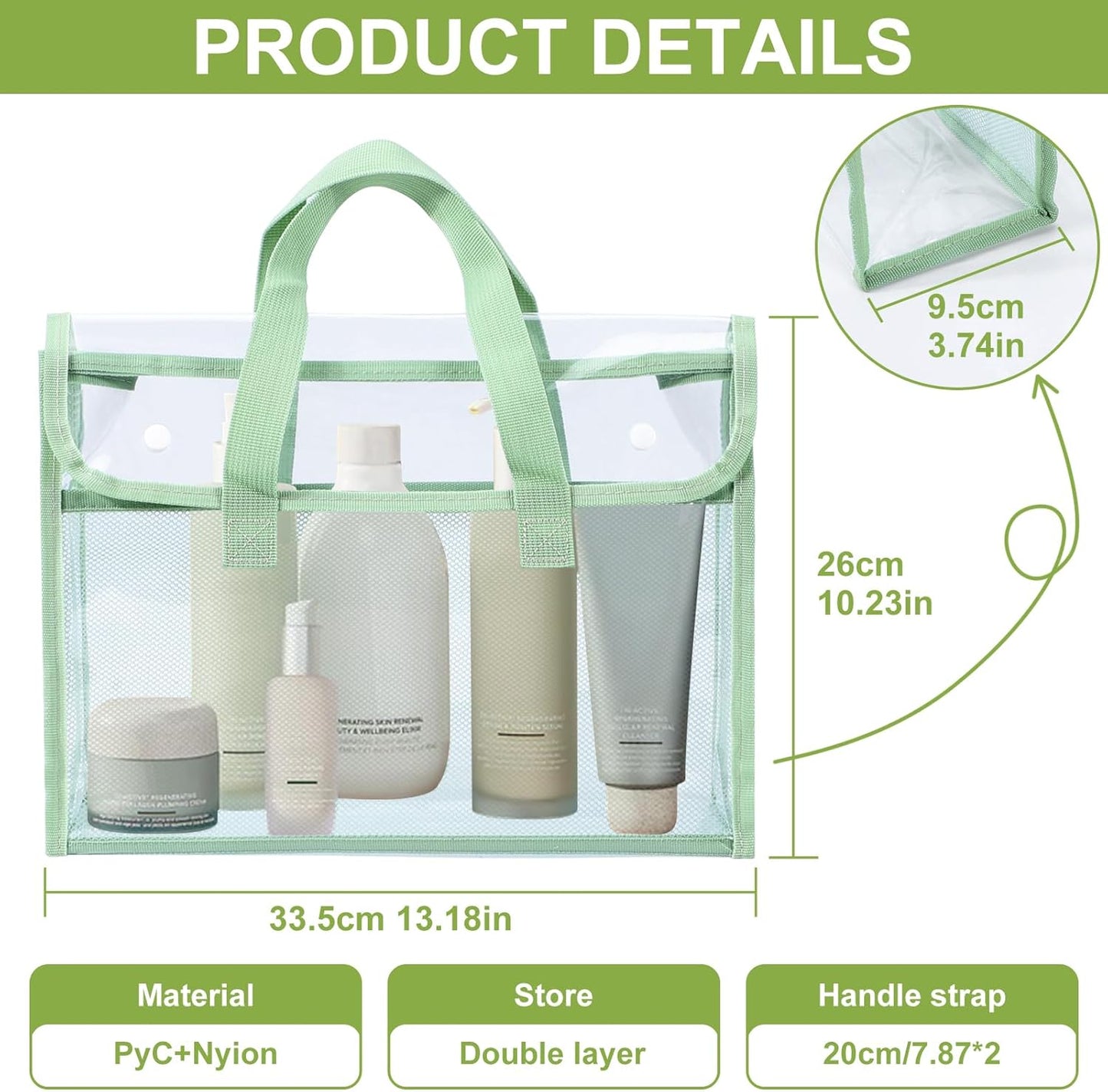 4 Pcs Clear Tote Bag, Large Makeup Bags, Clear PVC Cosmetic Bag Organizer, Multifunction Travel Toiletry Bag for Women, Transparent Beach Tote Bags, Transparent Organizer Storage Bags