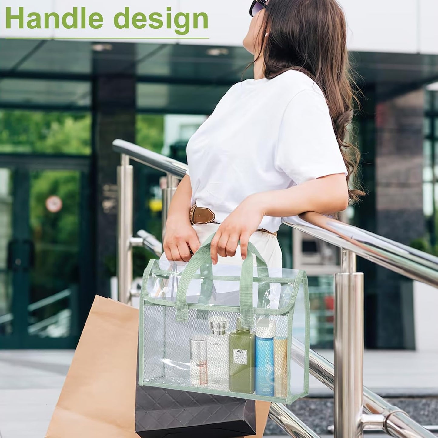 4 Pcs Clear Tote Bag, Large Makeup Bags, Clear PVC Cosmetic Bag Organizer, Multifunction Travel Toiletry Bag for Women, Transparent Beach Tote Bags, Transparent Organizer Storage Bags