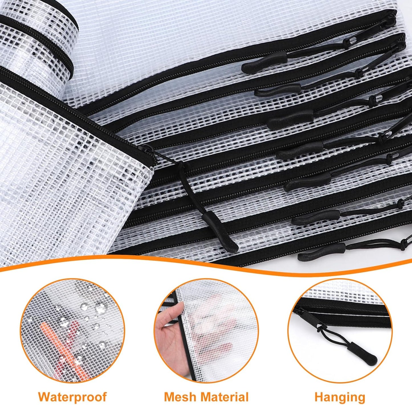 20pcs Plastic Mesh Zipper Pouch Bags, A3 17x12 Inches Extra Large Mesh Bags, Reusable Zipper Pouches for Classroom Office Supplies Organizing, Puzzles & Games, Board Game Organization