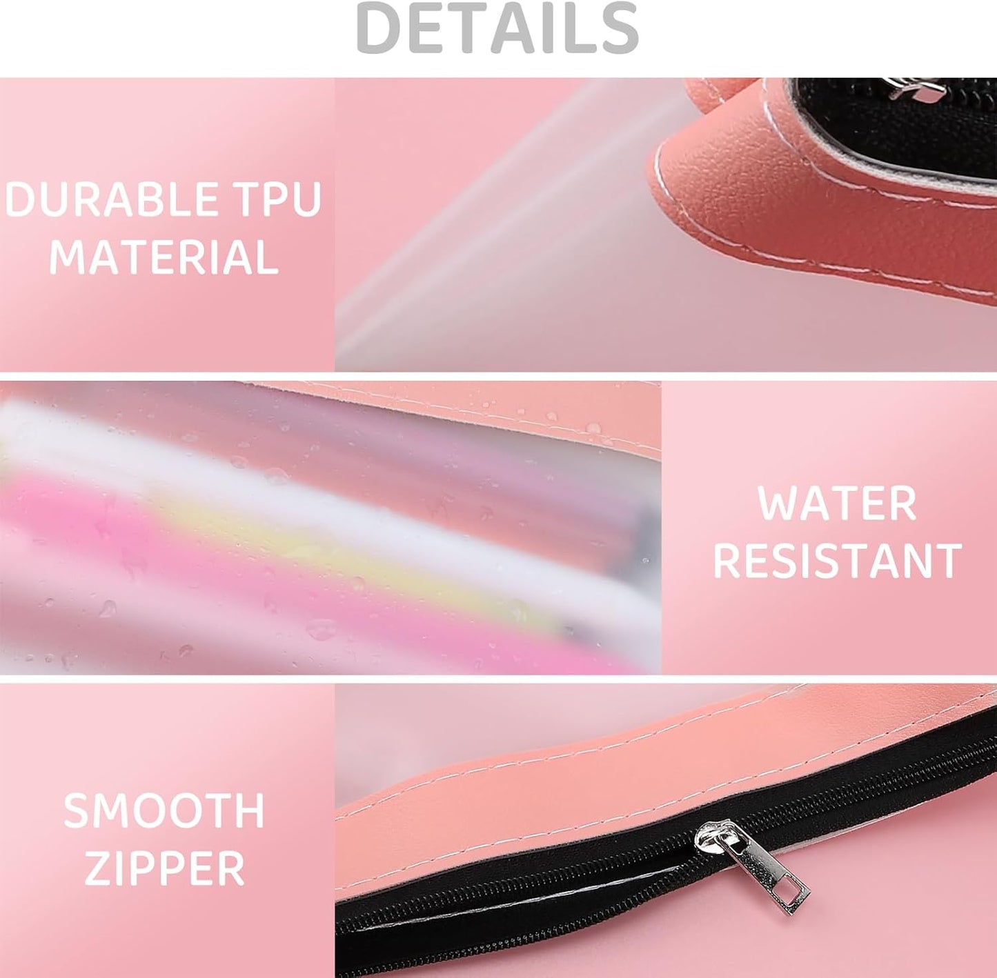 16PCS Clear Pencil Pouch, Pencil Case,Pen Holder with Zipper for Kids, Clear Travel Pouch, Pencil Pouch for Office School Supplies