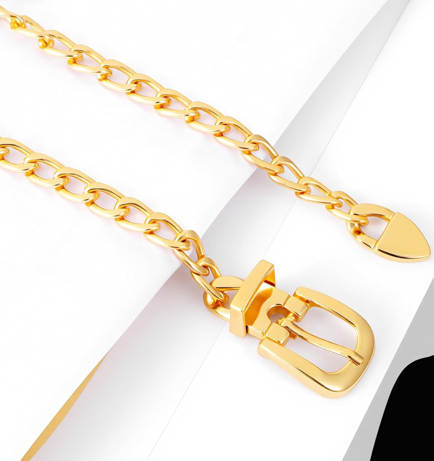 Gold Belt Chain, Adjustable Gold Chain Belts For Women, Stylish Accessory for Jeans Dresses Body Waist Decoration (41.7 Inch/106 cm Long)