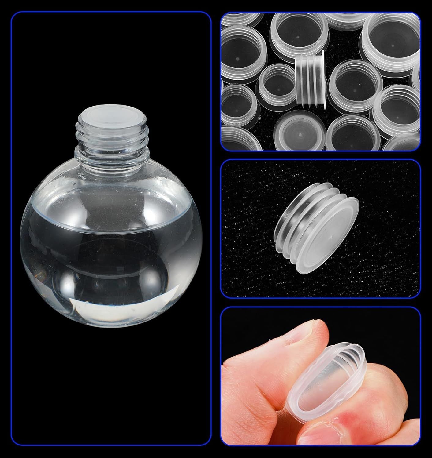 60Pcs Salt and Pepper Stoppers Plugs, 6 Sizes (13/15/17/18/19/23 mm) Plastic Bottle Plugs, Leak-Proof Clear Caps for Spice Containers & Shaker Bottles, Reusable