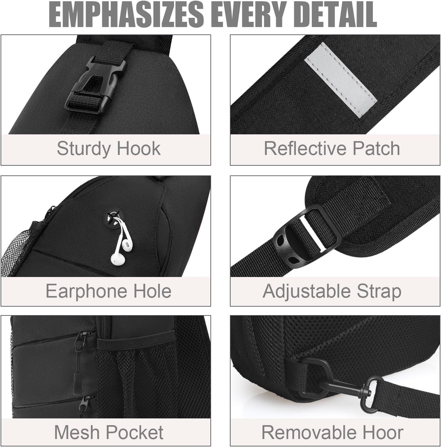 Crossbody Bags for Women Men Trendy Sling Bag Backpack Casual Chest Bag with Convertible Shoulder Strap