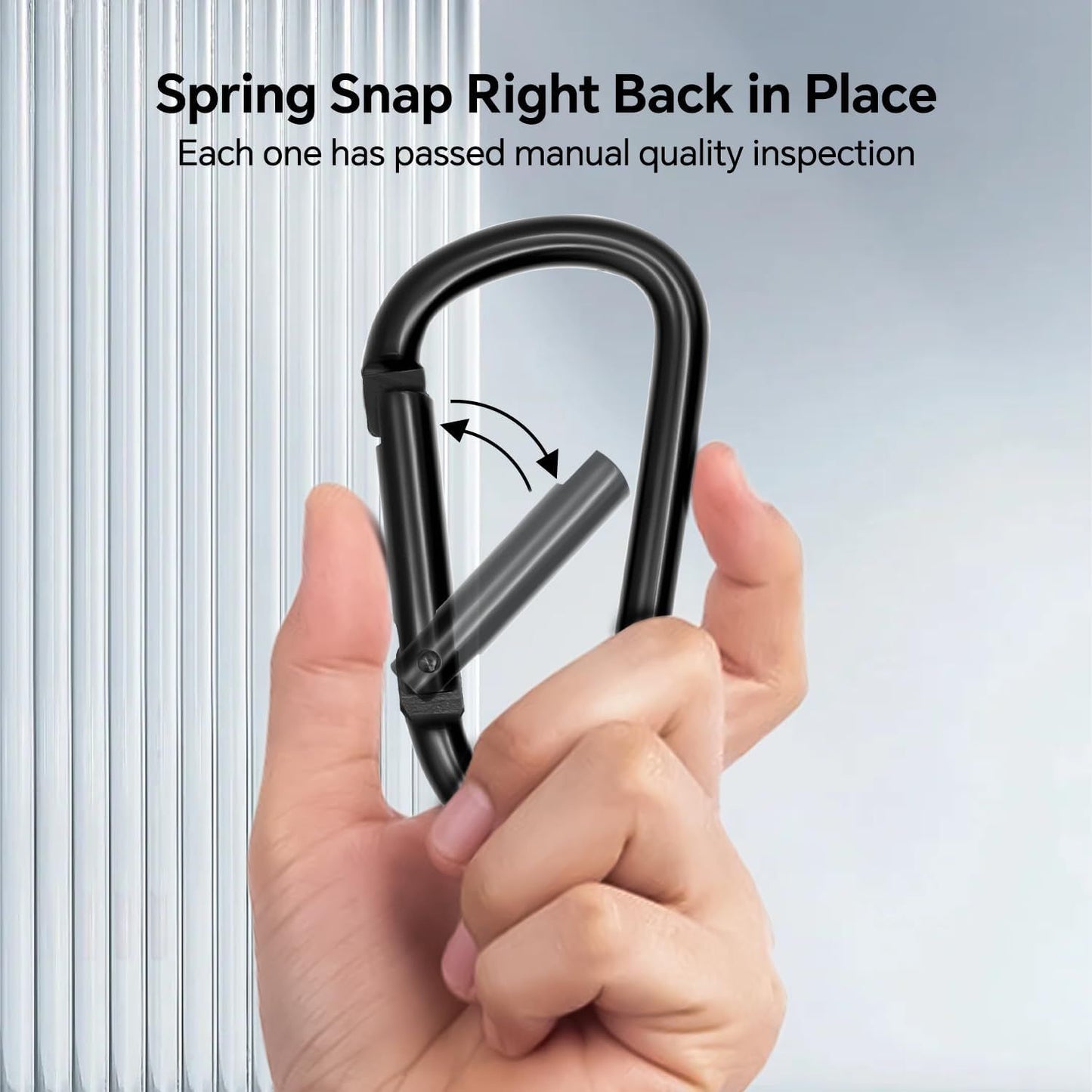 Black Carabiner Clip, Includes Mini 2 Inch Carbineers, Small 2.3" D Ring Clip, Large 3 Inch Carabiner Heavy Duty, Aluminum Caribiner Keychain Hook for Backpack Hiking Camping