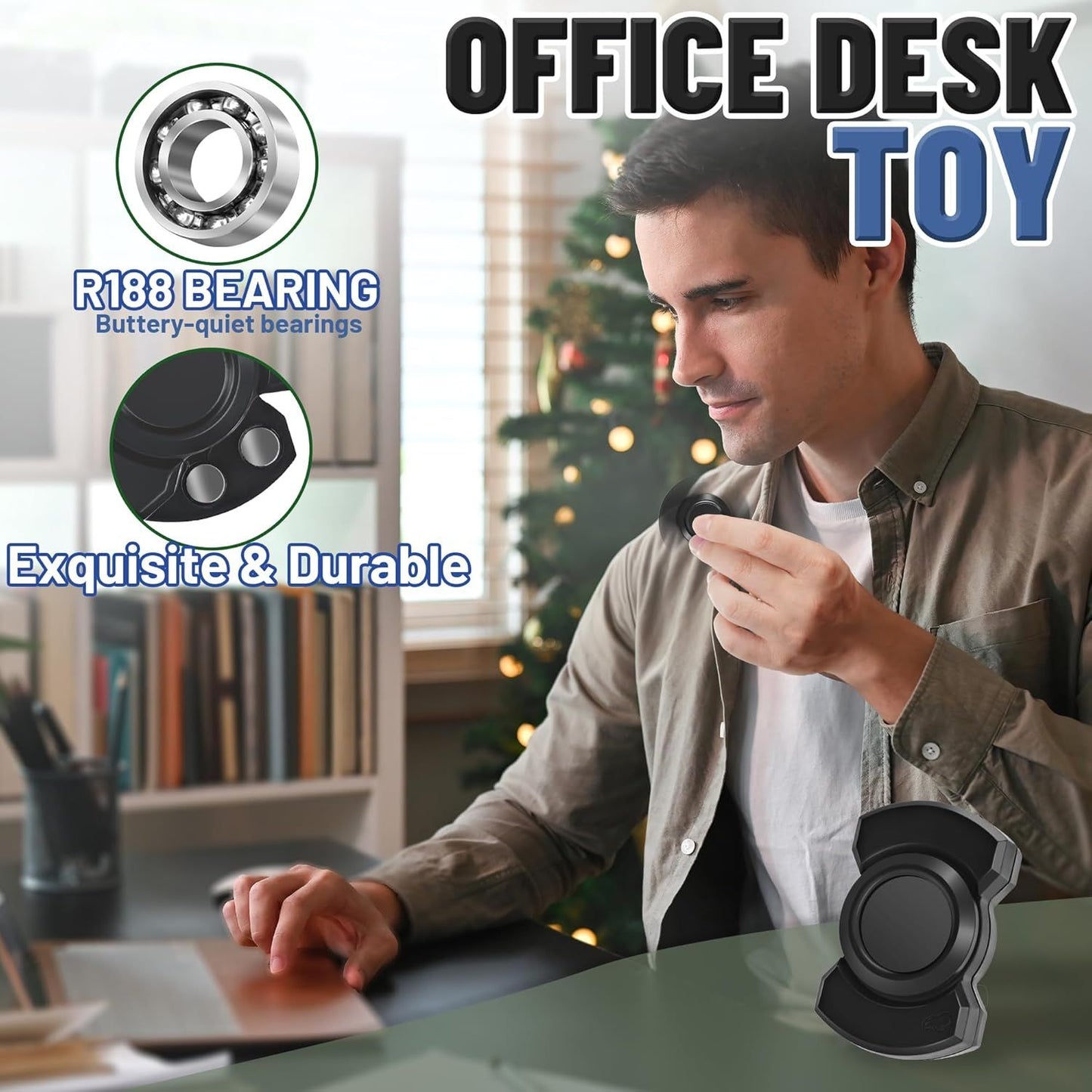 3-in-1 Fidget Spinner Toy for Adult Metal Slider Clicker Spinner Magnetic for Adult Men Office Desk Toy Stress Anxiety Relief ADHD Magnet EDC Cool Gadget Gifts for Teen Boy Easter Basket Stuffer
