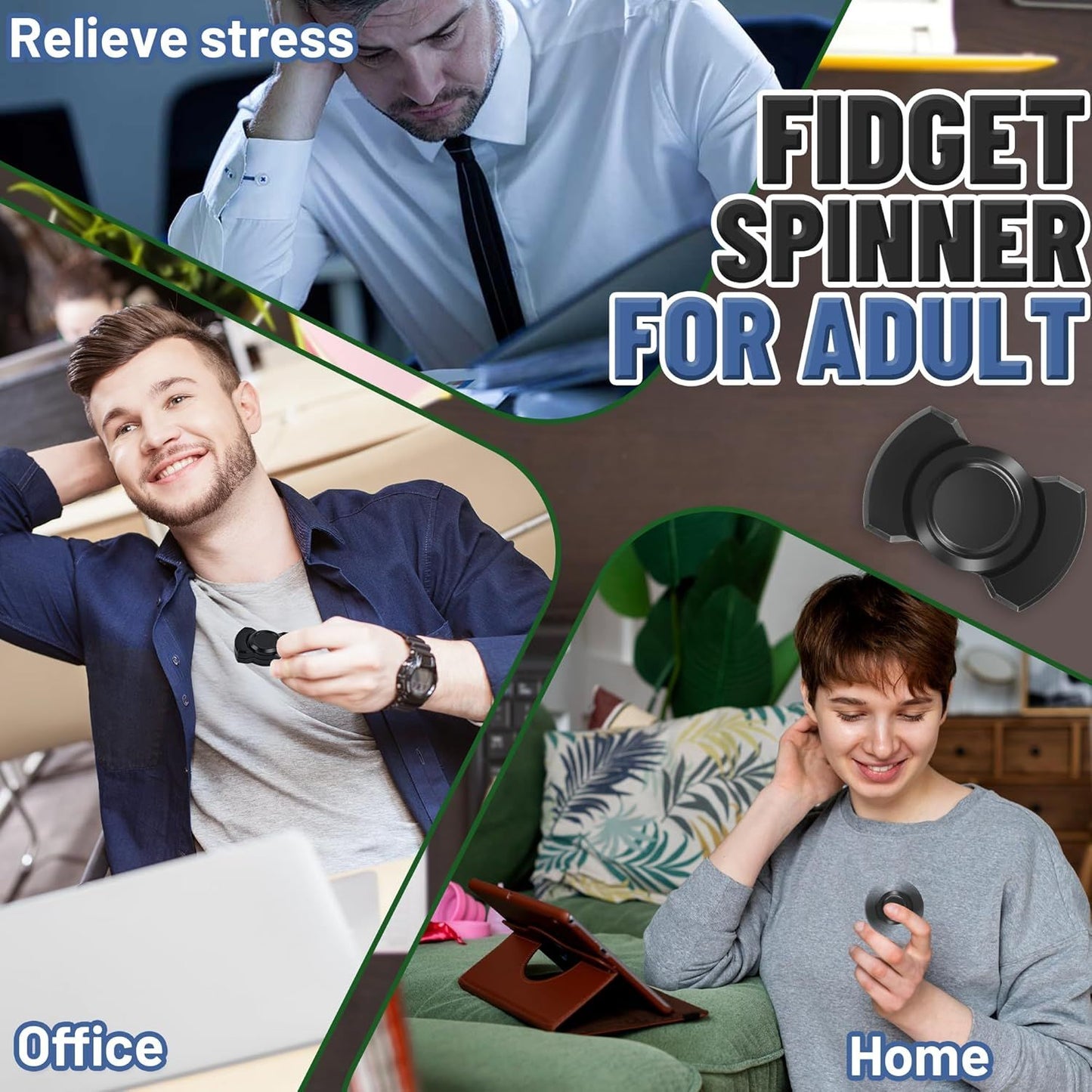 3-in-1 Fidget Spinner Toy for Adult Metal Slider Clicker Spinner Magnetic for Adult Men Office Desk Toy Stress Anxiety Relief ADHD Magnet EDC Cool Gadget Gifts for Teen Boy Easter Basket Stuffer