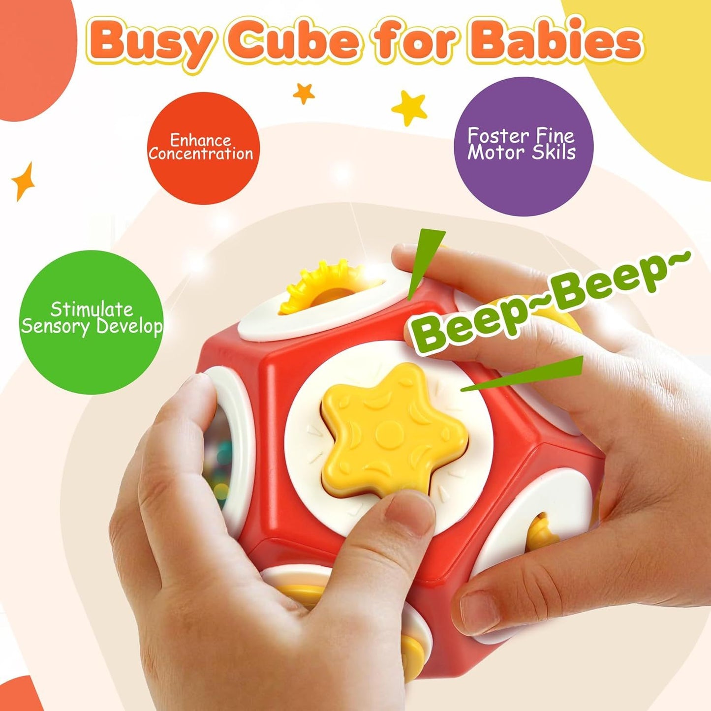 Busy Cube Busy Board for 1 Year Old, Montessori Sensory Toys Airplane Car Travel Activities for 12-18 Month Boy Girl Gifts Valentine Day's Gifts for Baby Toddler Easter Basket Stuffer Gift