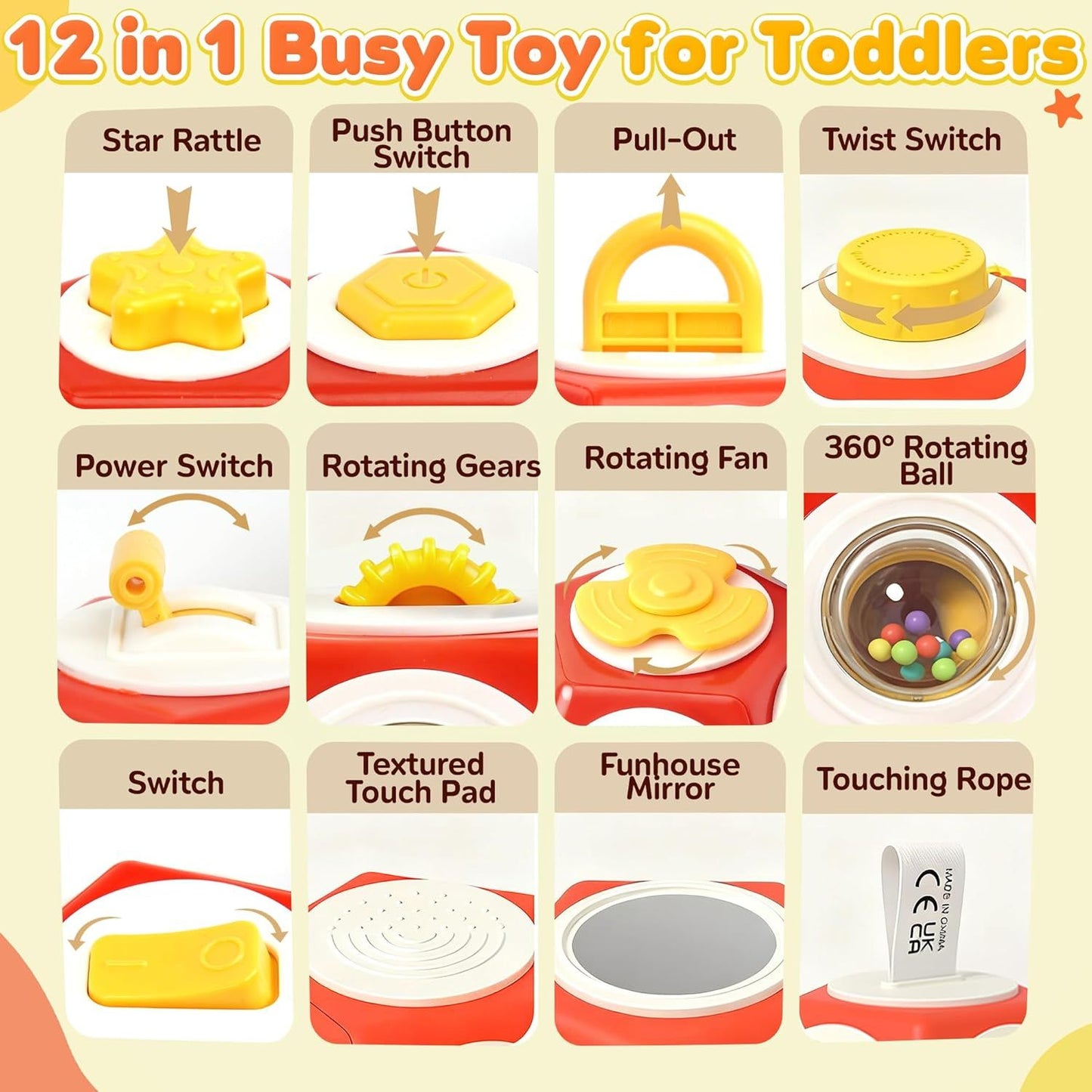 Busy Cube Busy Board for 1 Year Old, Montessori Sensory Toys Airplane Car Travel Activities for 12-18 Month Boy Girl Gifts Valentine Day's Gifts for Baby Toddler Easter Basket Stuffer Gift
