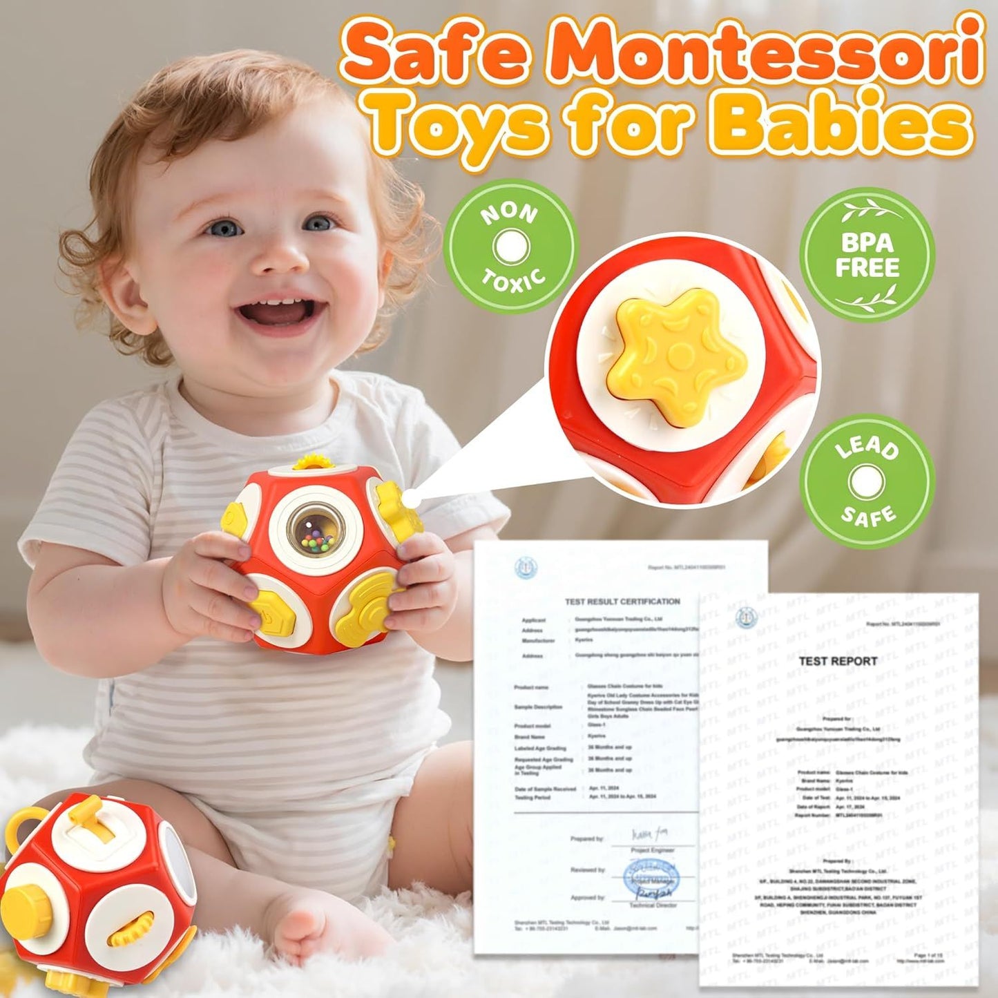 Busy Cube Busy Board for 1 Year Old, Montessori Sensory Toys Airplane Car Travel Activities for 12-18 Month Boy Girl Gifts Valentine Day's Gifts for Baby Toddler Easter Basket Stuffer Gift