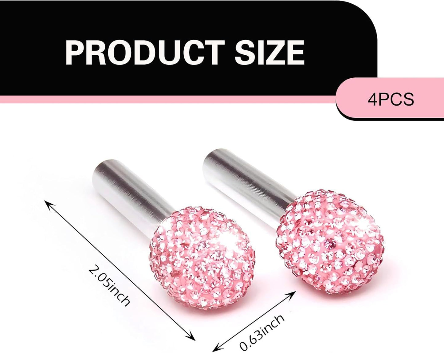 4 PCS Bling Car Door Lock Covers, Luxury Rhinestone-encrusted Door Latch Cap, Anti-rust Non-slip Pull Knob Decorative Cover, Universal Sparkly Interior Modification for Most Cars (Pink)