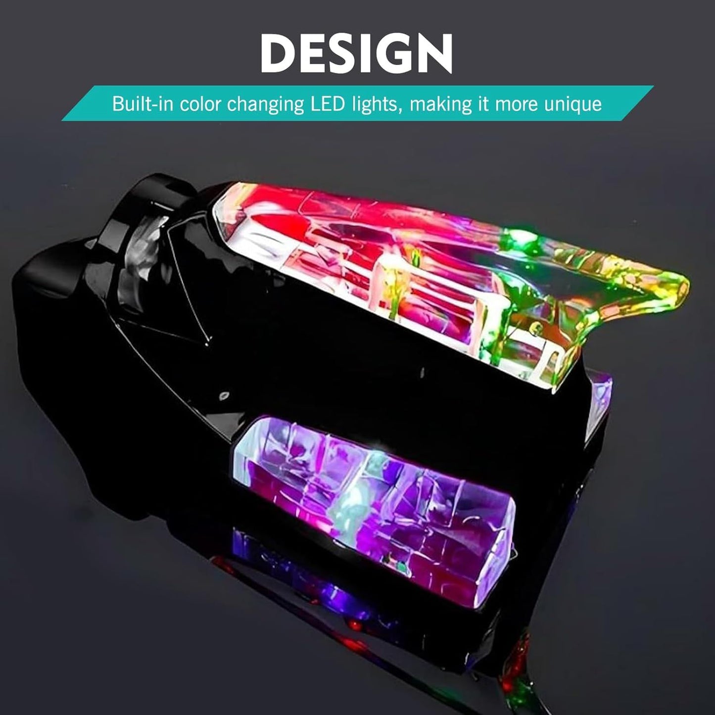 Car Roof LED Ornament Light, Shark Fin Shape High Brightness Safety Warning Lamp, Antenna Wind Power Flashing Tail Light, Universal Waterproof Self-adhesive Decoration for Cars (Black)