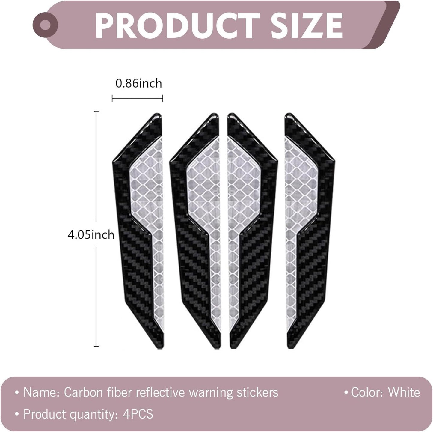 4 PCS Car Door Edge Guard Sticker, Reflective Warning Anti-Collision Strip, Thickened Safety Protector, Universal Self-Adhesive Waterproof Exterior for Door Wheel Arch Rear Bumper (White)
