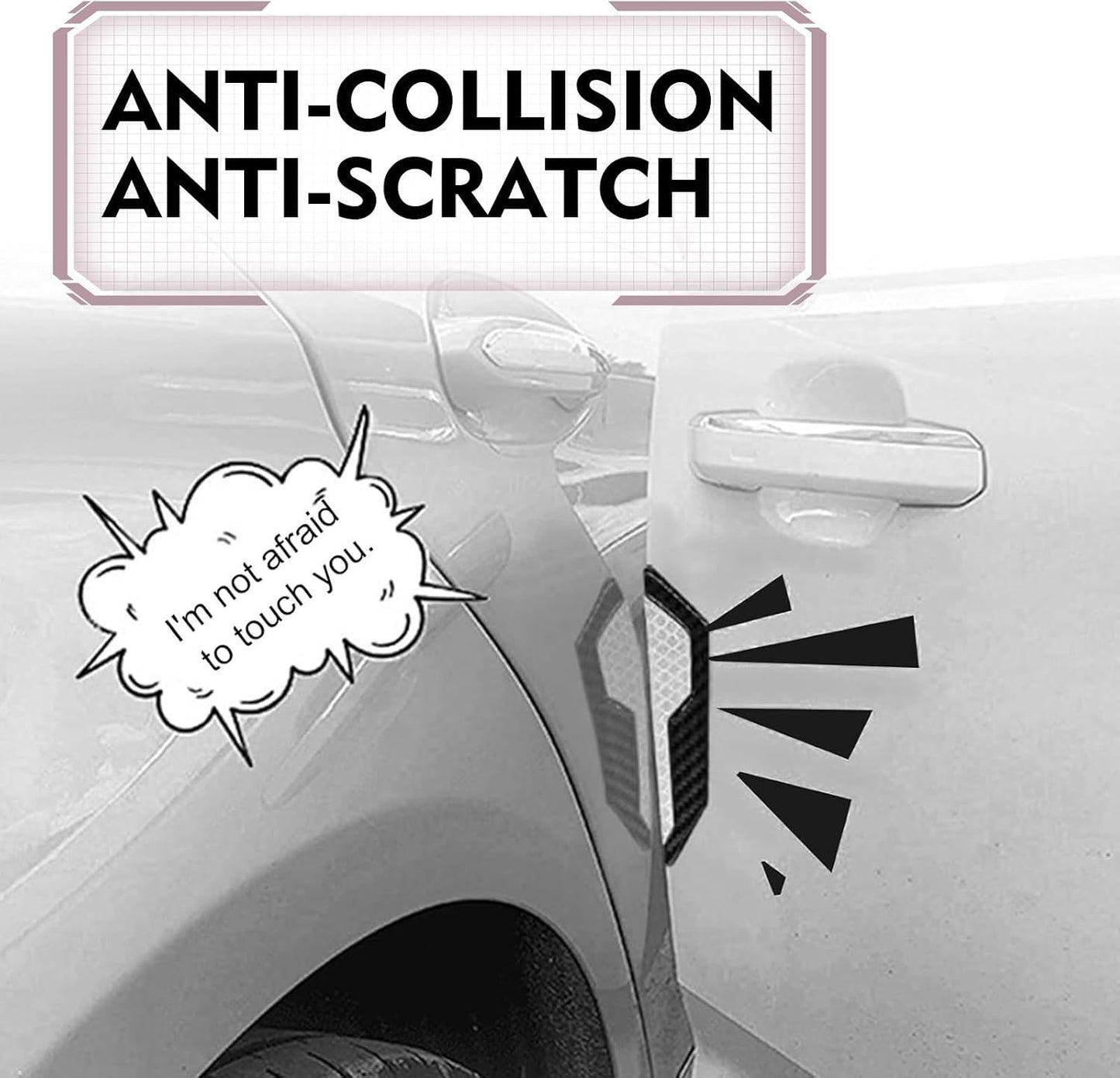 4 PCS Car Door Edge Guard Sticker, Reflective Warning Anti-Collision Strip, Thickened Safety Protector, Universal Self-Adhesive Waterproof Exterior for Door Wheel Arch Rear Bumper (White)