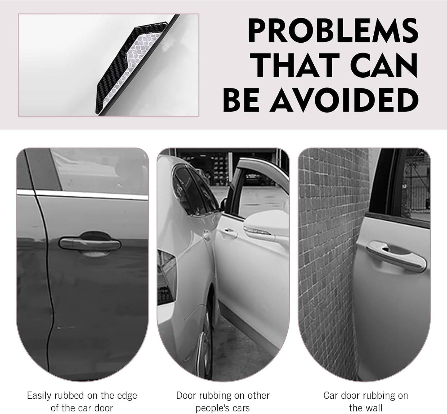 4 PCS Car Door Edge Guard Sticker, Reflective Warning Anti-Collision Strip, Thickened Safety Protector, Universal Self-Adhesive Waterproof Exterior for Door Wheel Arch Rear Bumper (White)