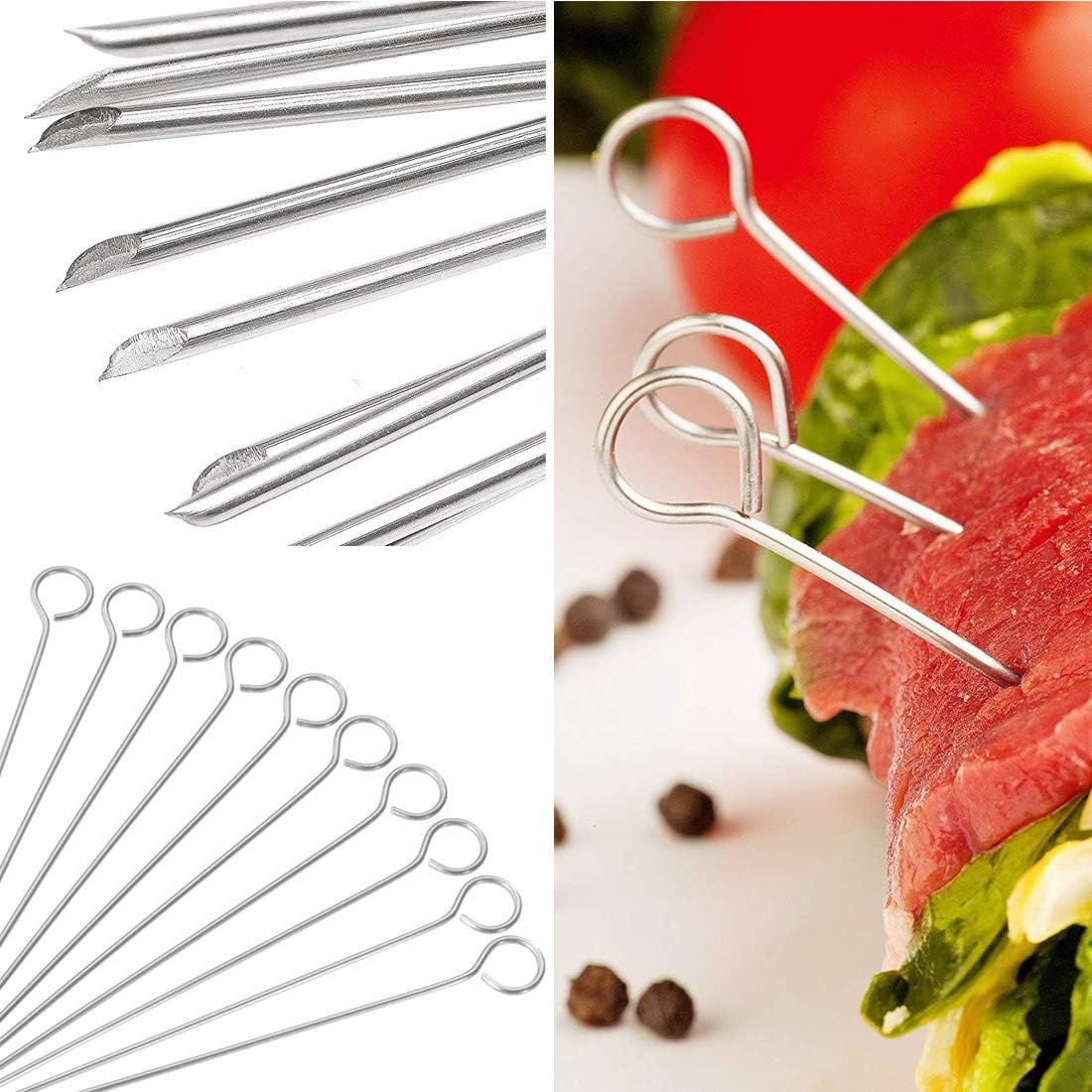 5.9 Inch Stainless Steel Skewer Grilling Shish Kebob,Cocktail Sticks,Reusable Martini Glass Picks 50pcs