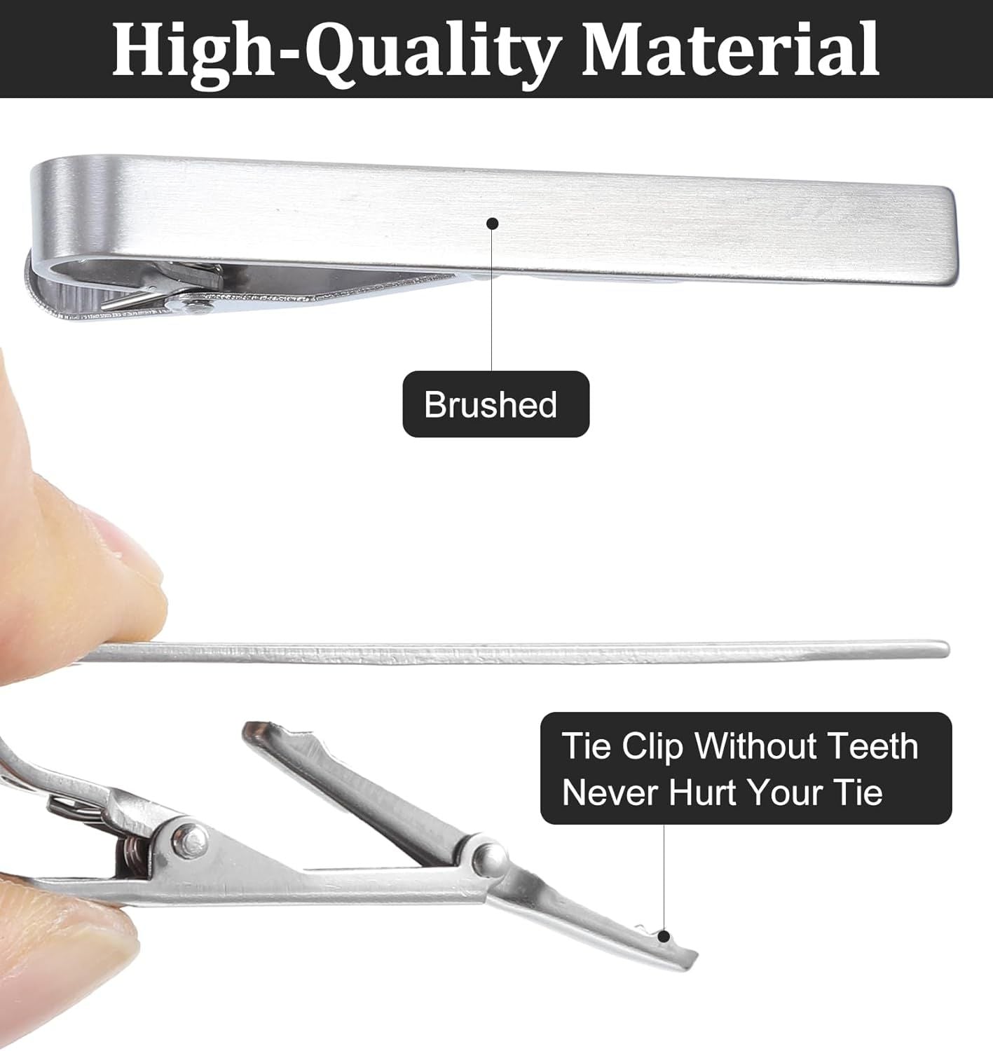 3 Pack Silver Tie Clips for Men, Classic Tie Clips for Men Silver with Adjustable Clasp Ideal for Professional Office Wear and Formal Events
