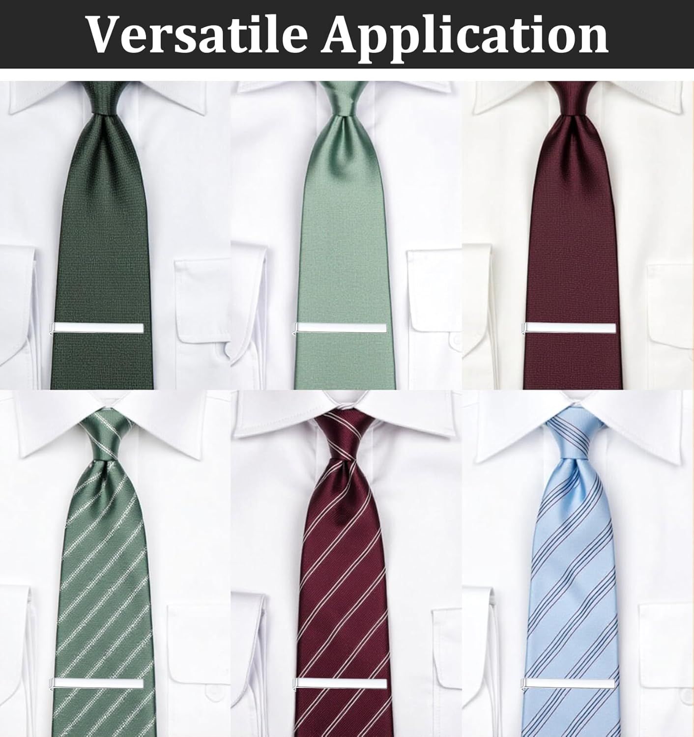 3 Pack Silver Tie Clips for Men, Classic Tie Clips for Men Silver with Adjustable Clasp Ideal for Professional Office Wear and Formal Events