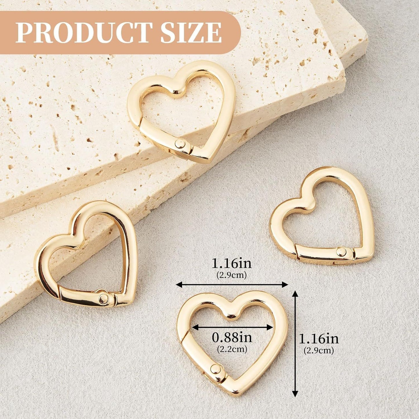 4 Pcs Heart Shaped Keychain Clip, Zinc Alloy Cute Heart Carabiner, Small Craft KeyringSpring Snap Clasp Hook for Camping Hiking Fishing Traveling