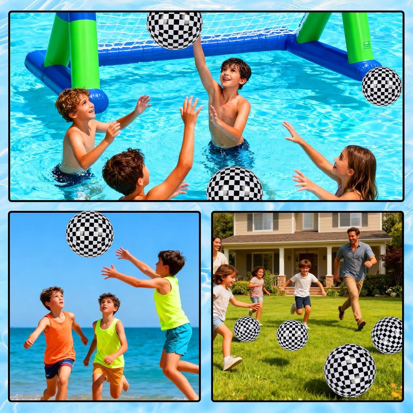 12 Pack 12 Inch Black and White Beach Balls, Checkered Flag Themed Inflatable Beach Ball Bulk Race Car Party Favors, Birthday Party Supplies for Summer Pool Party Decoration