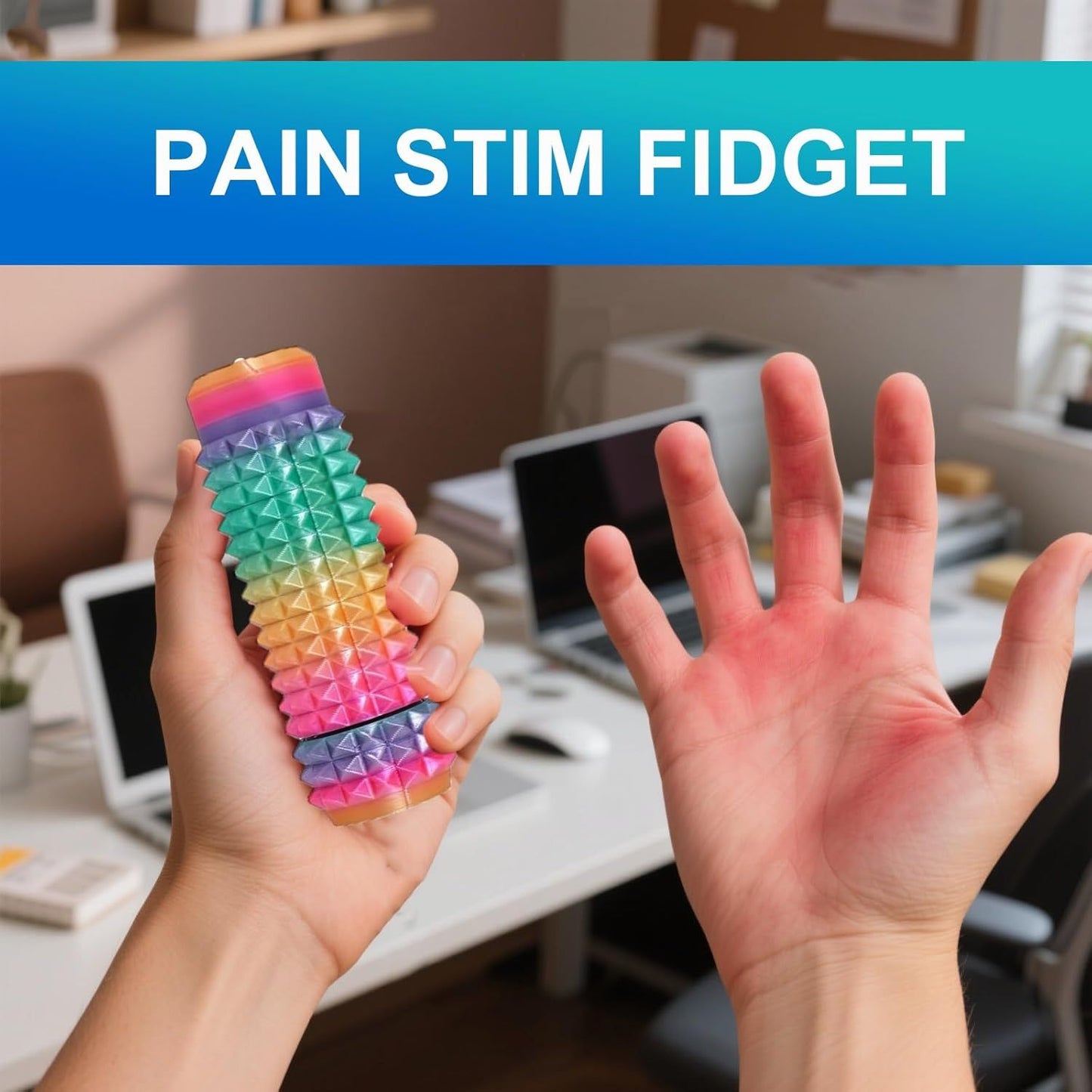 5PC Little Ouchies Fidget Toys Adults, Pain Stim Pocket Sensory Toys for Anxiety and Stress Reduction,Portable Travel Stress Relief Spiky Fidget Keychain (Style-1)