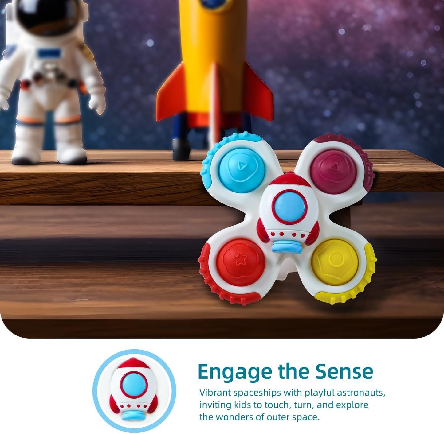 Strong Suction Cup Fidget Rotating Sensory Bath Toys for Baby Christmas Stocking Stuffers, Airplane Car Travel Table & Window Toys for Toddler Boys and Girls, 10+ Months
