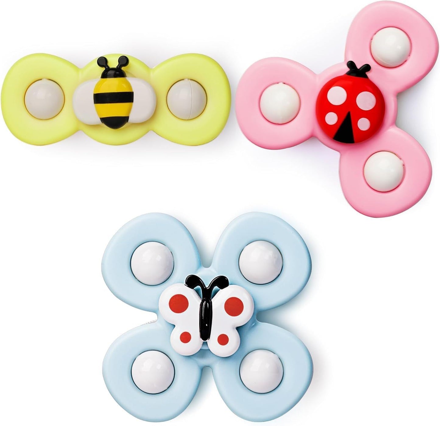 Strong Suction Cup Fidget Rotating Sensory Bath Toys for Baby Christmas Stocking Stuffers, Airplane Car Travel Table & Window Toys for Toddler Boys and Girls, 10+ Months