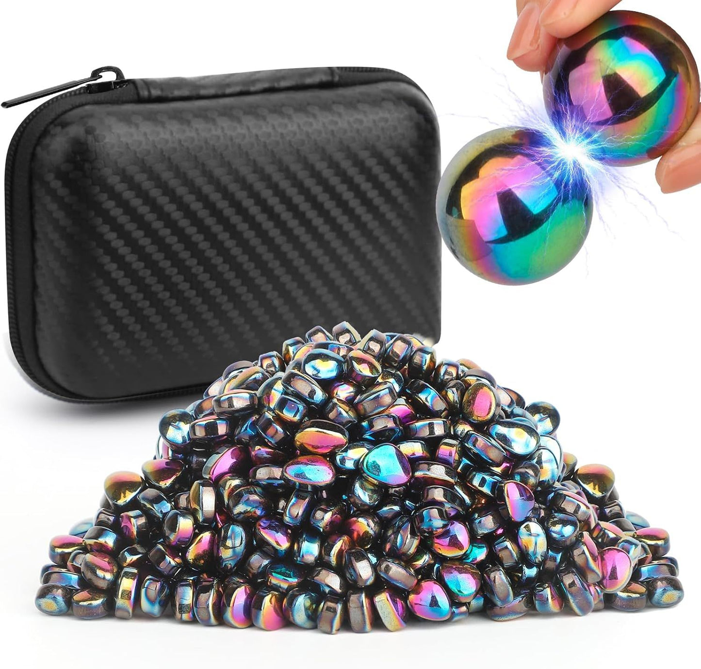 Magnet Slime Putty, Fidget Toy Ferrite Putty Beads, Hematite Magnetic Stones Eggs with 1.26 inch Magnet Balls, Cool Desk Toy, EDC Toy Science Kit Gift