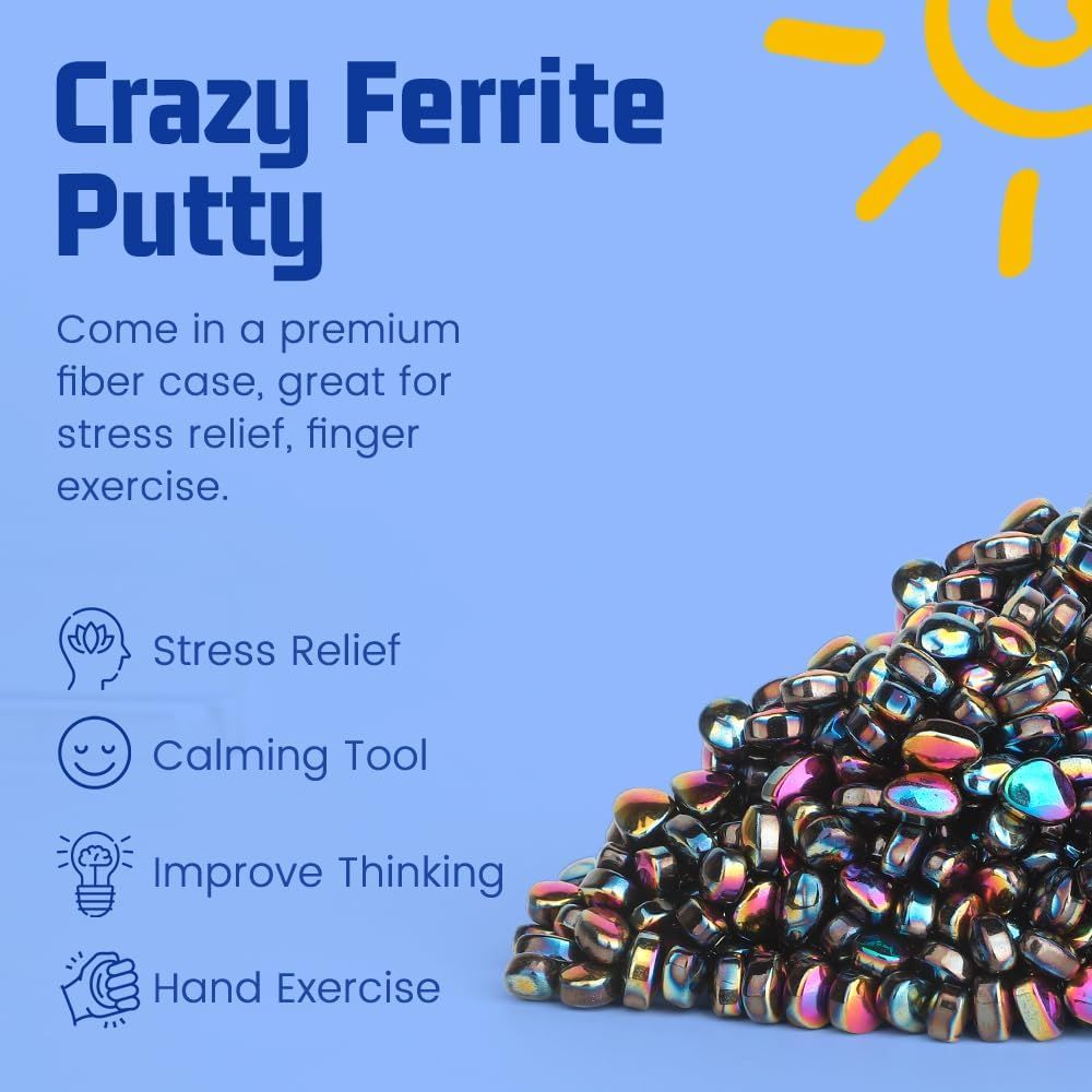 Magnet Slime Putty, Fidget Toy Ferrite Putty Beads, Hematite Magnetic Stones Eggs with 1.26 inch Magnet Balls, Cool Desk Toy, EDC Toy Science Kit Gift